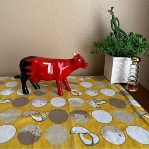 K’s Collection red black striped grid hand painted Cow figurine